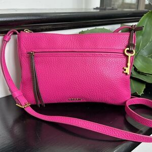 Fossil Fuchsia Crossbody Bag with Key Charm